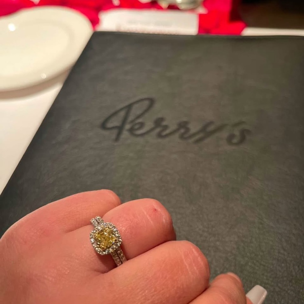 GIA 3.01 CT CANARY DIAMOND 14K WHITE GOLD BRIDAL AND ANNIVERSARY RING SET - Picture 11 of 12